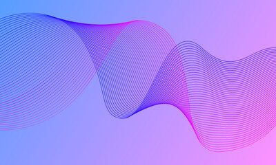 Wavy blue pink flowing dynamic background. Modern composition parallel lines abstract background