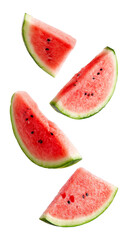 Falling watermelon isolated on transparent background