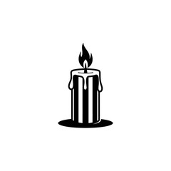 Isolated Black Dripping Wax Candle Vector Icon with Transparent Background