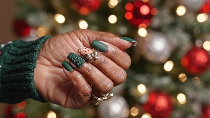 Christmas nail art designs green holiday nails elegant winter manicure ideas festive nail inspiration
