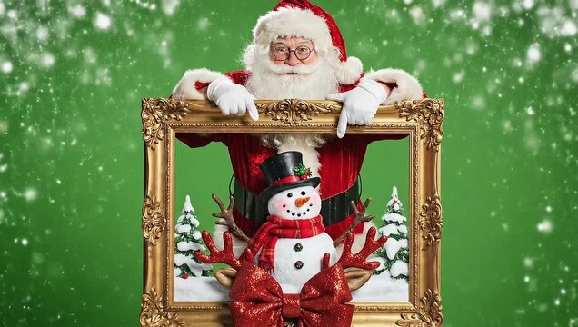 Santa claus christmas holiday frame pointing winter festive season jolly saint nick background
