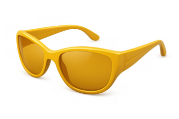 Yellow fashion sunglasses representing sun protection, summer accessory, and stylish eyewear, transparent background