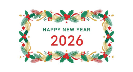 Happy new year 2026 greeting card frame isolated on