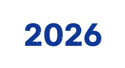 Blue number 2026 text isolated on