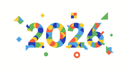 Colorful abstract number 2026 isolated on