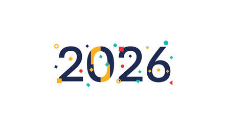 Colorful festive number 2026 celebration isolated on