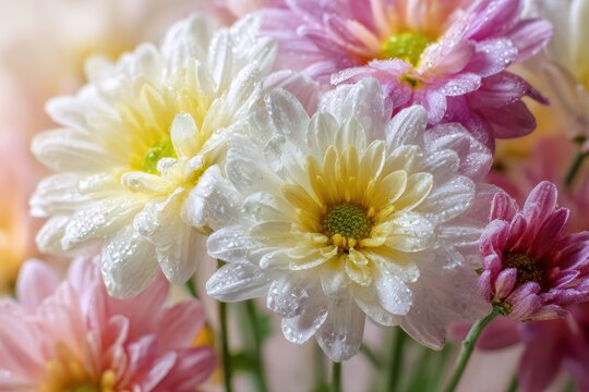 Vivid chrysanthemums close-up: colorful petals and delicate textures