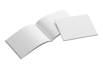 US Letter Landscape Magazine White Blank 3D Rendering Transparent Background Mockup PNG