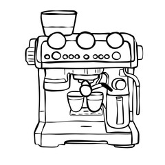 Minimalist Line Art Coffee Machine Illustration