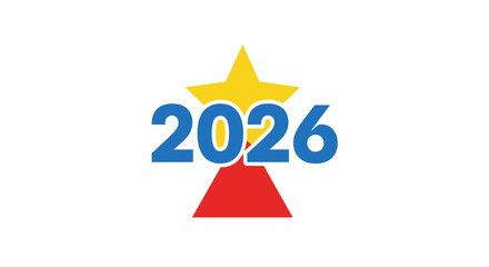 Logo design featuring the year 2026 with star and triangle isolated on