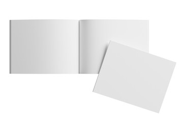 US Letter Landscape Magazine White Blank 3D Rendering Transparent Background Mockup PNG