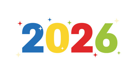 Colorful number 2026 celebration text isolated on