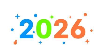 Colorful number 2026 celebration graphic isolated on