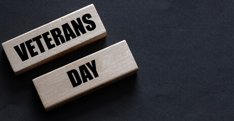 Wooden Blocks Displaying “Veterans Day” Text for Commemorative Holiday Themes