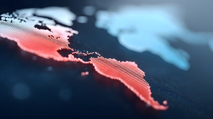 Digital world map visualization with glowing red and black theme, global network, data technology, and futuristic cyber communication concept