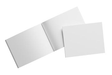 US Letter Landscape Magazine White Blank 3D Rendering Transparent Background Mockup PNG