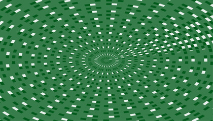 hypnotic green and white vortex of rectangles and lines