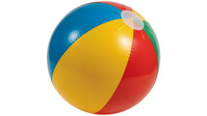 A colorful beach ball sits ready for a game.