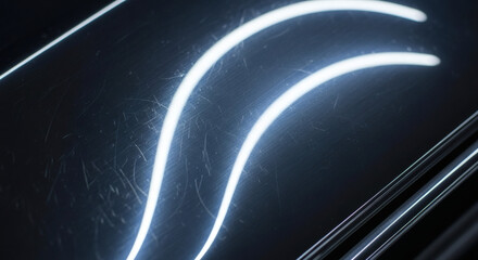 Sleek modern surface with light streaks creates a dynamic backdrop, perfect for technology, abstract art, or futuristic design projects, stylish and versatile