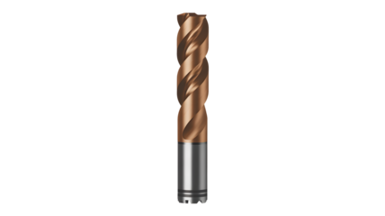 A sharp metal drill bit with a bronze cutting edge stands ready for work.