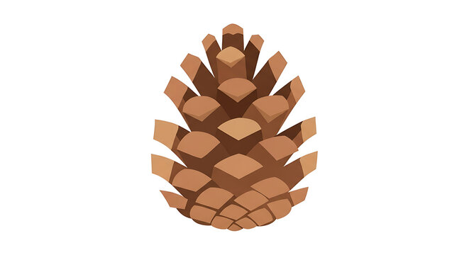 Vibrant digital illustration of a solitary brown pine cone, capturing the essence of forest life and natural cycles for diverse creative projects and seasonal themes
