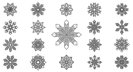 Black and White Snowflakes Icon Set