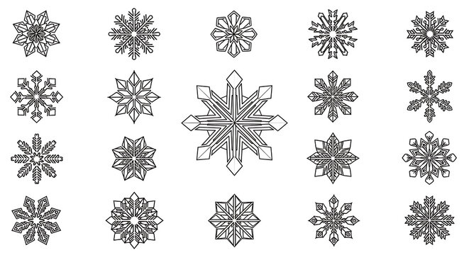Black and White Snowflakes Icon Set