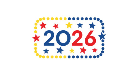 Colorful festive logo design for the year 2026 isolated on