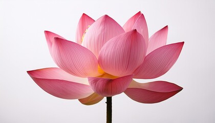 Beautiful Pink Lotus Flower Blossom Against White Background