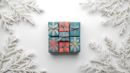 Christmas gifts presents holiday season celebration wrapped boxes with bows and branches