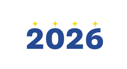 Year 2026 number in bold blue font with yellow star accent