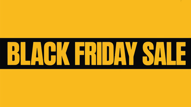 Black Friday sale announcement with bold text on yellow background for promotional advertising needs, great for marketing materials and social media campaigns