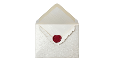 Isolated Envelope with Heart Seal, Floral Embossed Pattern, and Open Flap on Neutral Tone