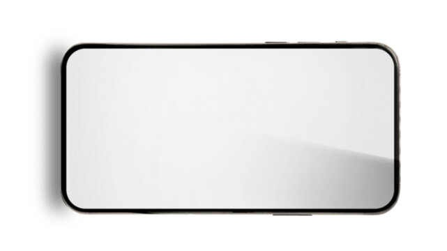 Modern Horizontal Smartphone Mockup Template with Glossy Blank Screen and Transparent Background