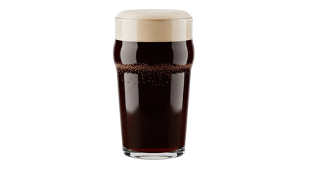 Isolated beer, stout drink, black ale. Alcoholic brewery beverage in pint glass mug