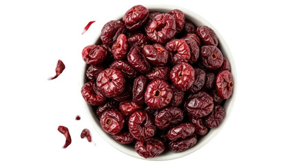 Isolated bowl filled with dried jujube fruit snacks for a healthy lifestyle snack