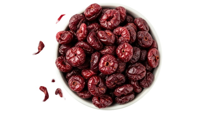 Isolated bowl filled with dried jujube fruit snacks for a healthy lifestyle snack