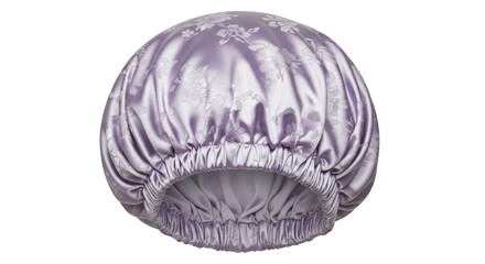 Isolated Lavender Satin Shower Cap for Hair Care, Spa Accessory, Personal Hygiene & Beauty