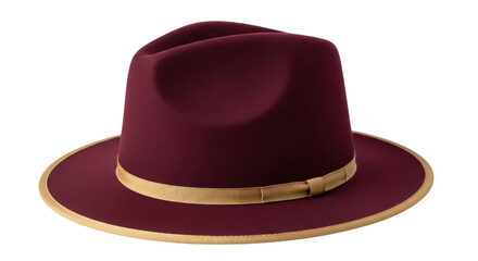 Isolated burgundy fedora hat, classic fashion accessory for men, stylish headwear item