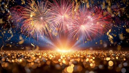 Celebration fireworks background happy new year party event festive occasion bokeh