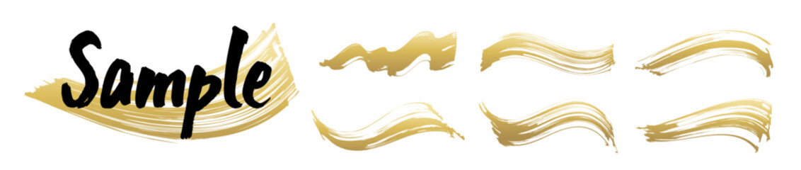 金色の筆で書いたブラシのセット