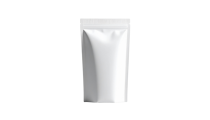 Versatile white stand-up pouch packaging mockup with a resealable zipper, blank doypack template presented as an isolated high-quality png