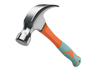 Isolated claw hammer tool with a colorful ergonomic handle for construction, repair and DIY