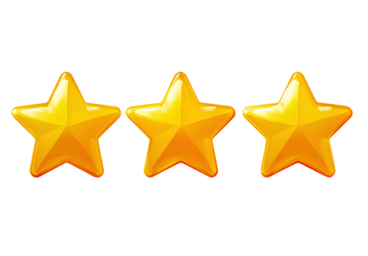 Set of rating golden star for customer satisfaction level on transparent backdrop for service feedback concept graphic 110 character