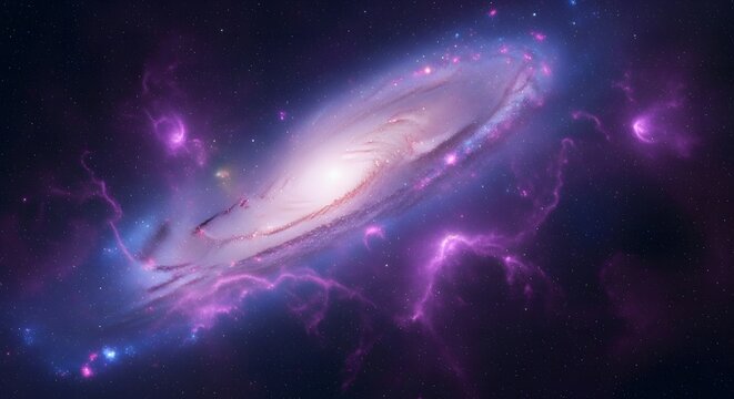 Vibrant spiral galaxy with nebulae in deep space