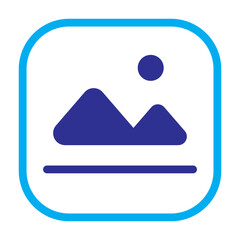 Blue color icon of a picture gallery, vibrant photography blend.