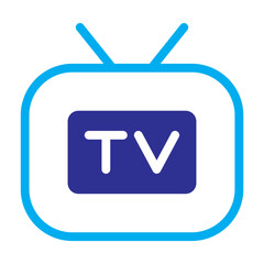 Blue color icon of a TV monitor, colorful broadcast blend.
