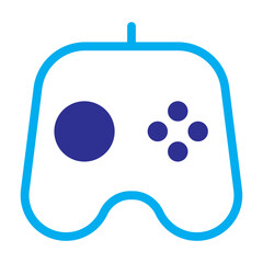 Blue color icon of a game controller, vibrant gaming blend.
