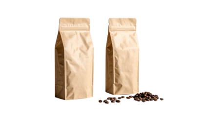 Brown Paper Coffee Bean Packaging Bag Mockup - High-Quality PNG
