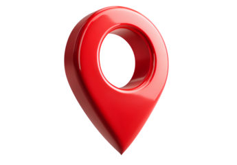 Shiny Red Location Pin Pointer on a Transparent Backdrop Highlighting Maps and Navigation Applications
